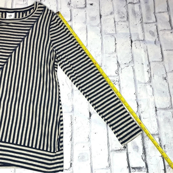 CAbi 3228 Ernest Tunic Top Medium Long Sleeve Comfy Stretch Stripe Asymmetrical - Picture 4 of 9